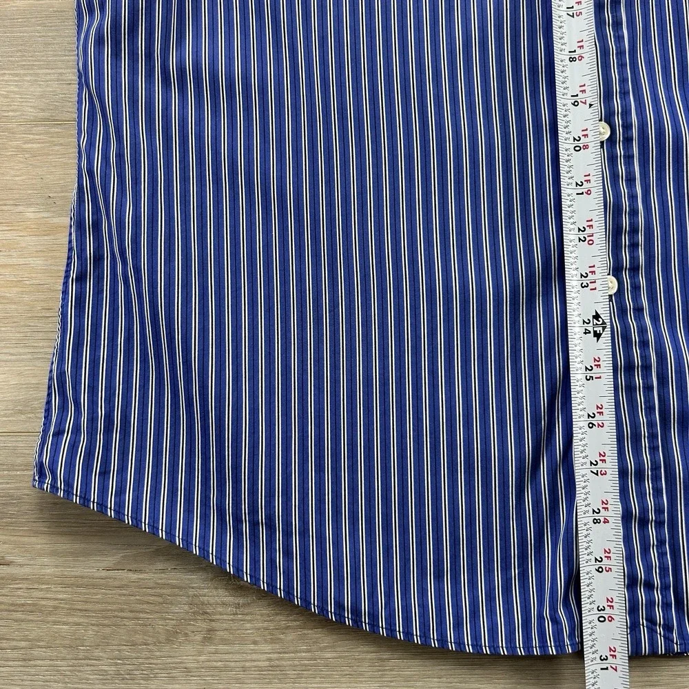 Ralph Lauren XL Custom Fit Blue Striped Flesh Pony Button Down Shirt Preppy